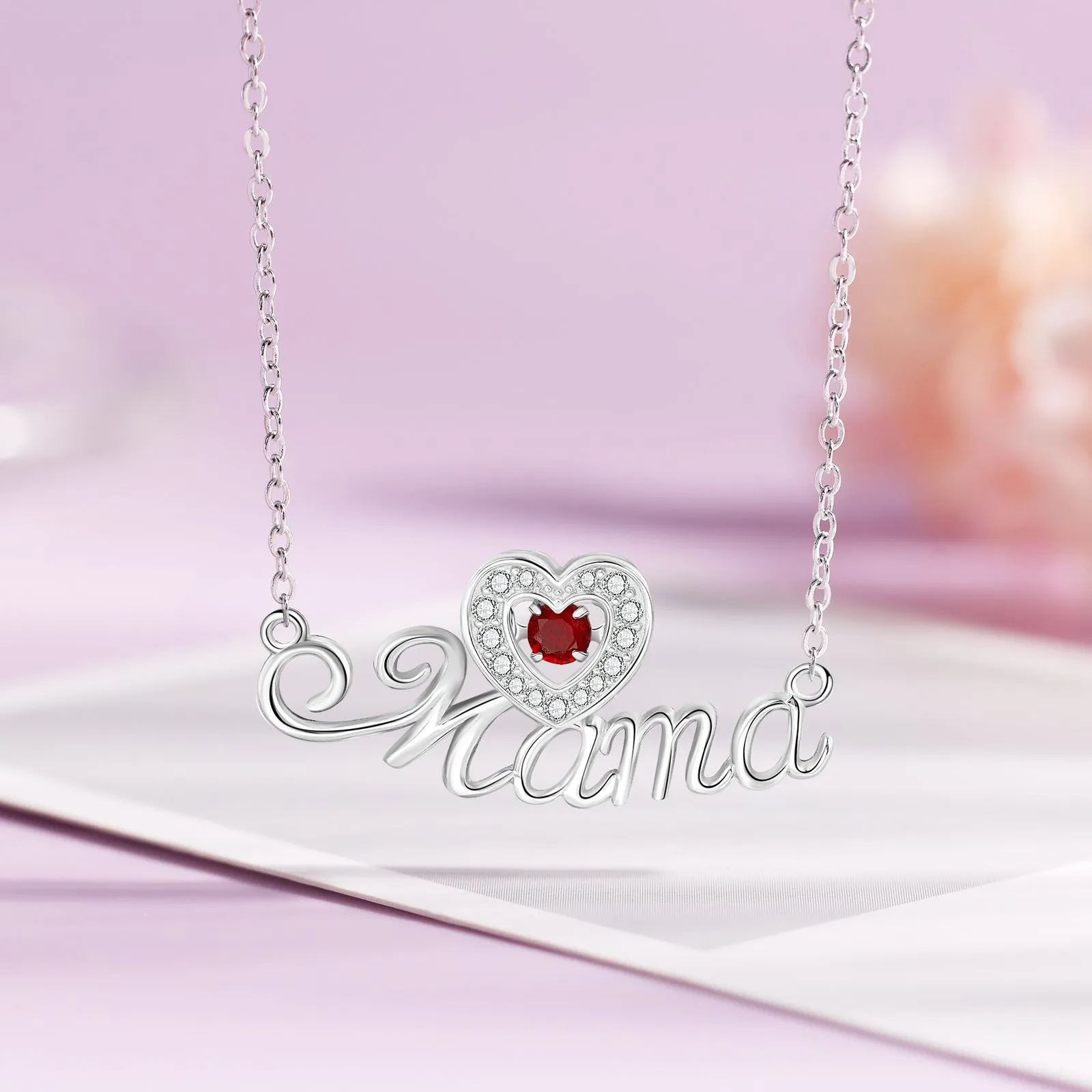 Custom Mama With Heart Shape Necklace