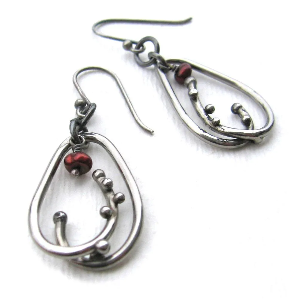 Dewdrop Stainless Steel and Semi Precious Stone Earrings Jewelry by Metallic Evolution