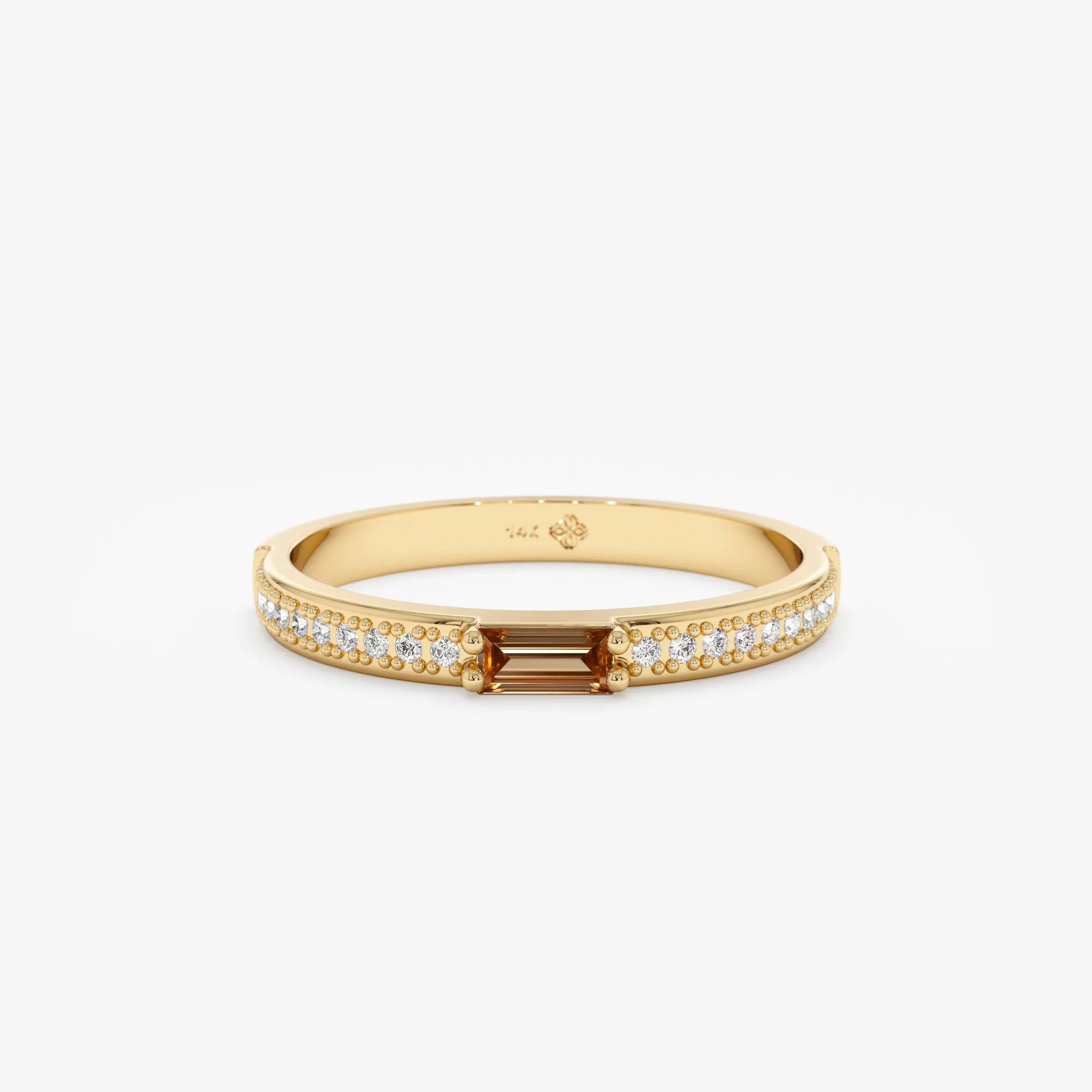 Diamond and Baguette Citrine Ring, Madilyn