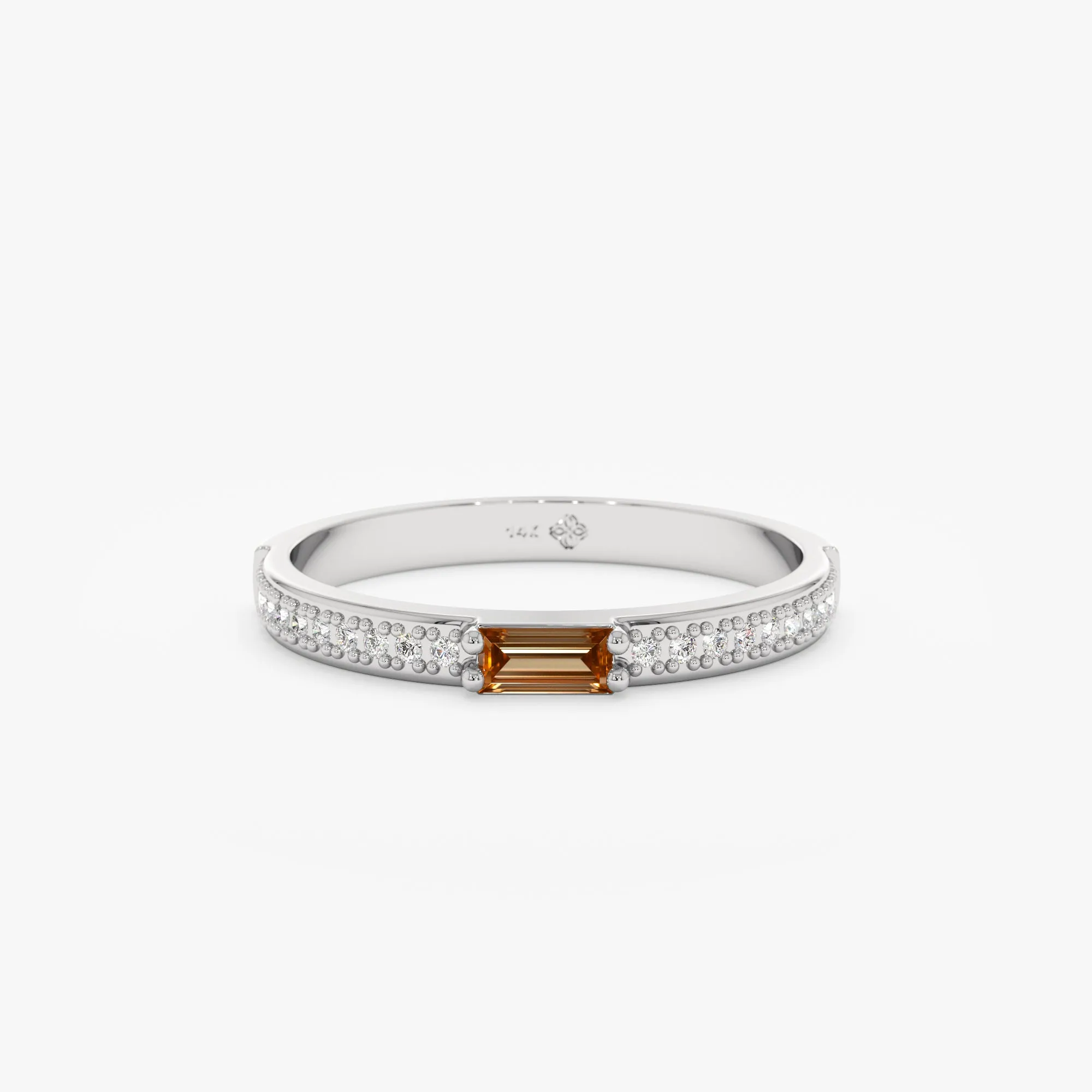 Diamond and Baguette Citrine Ring, Madilyn