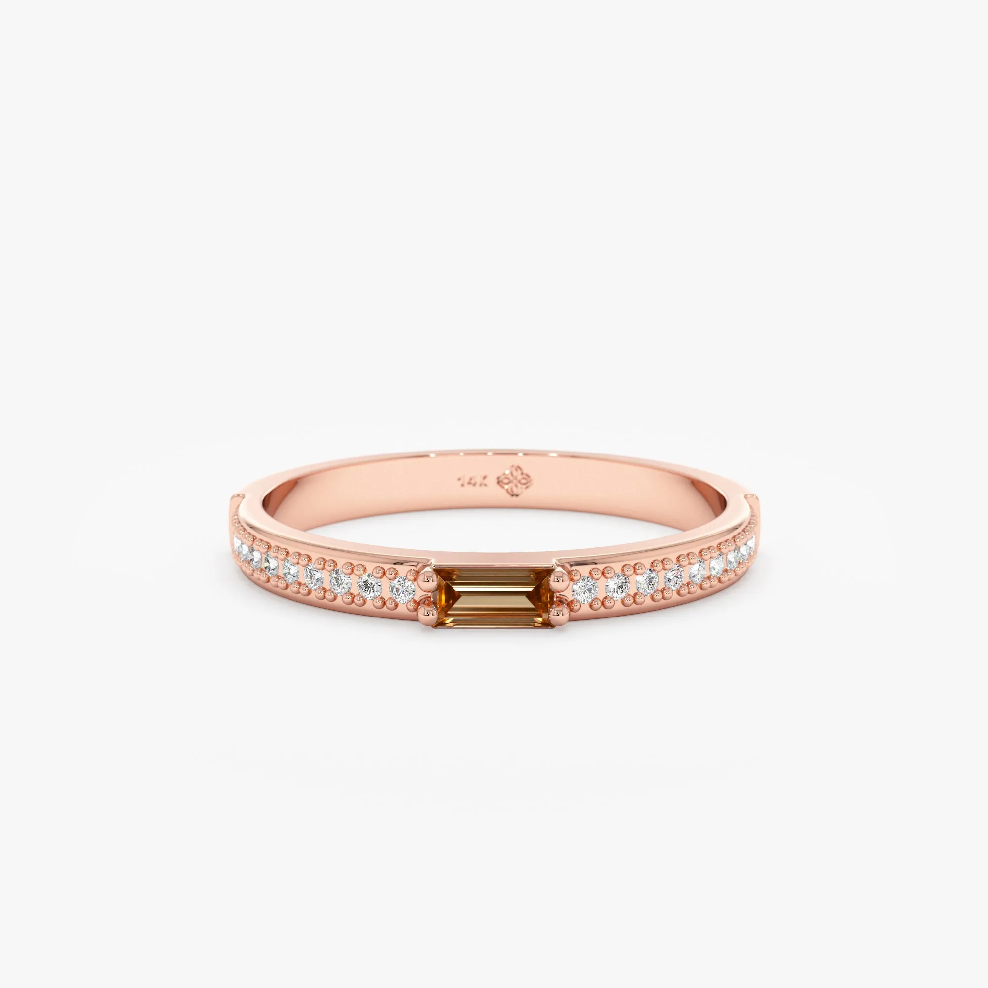 Diamond and Baguette Citrine Ring, Madilyn