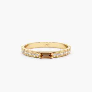 Diamond and Baguette Citrine Ring, Madilyn