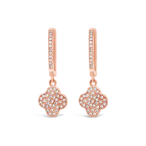 Diamond Clover Dangle Earrings