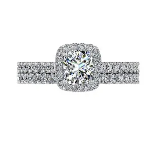 Diamond Engagement and Wedding Ring Set 14K White Gold