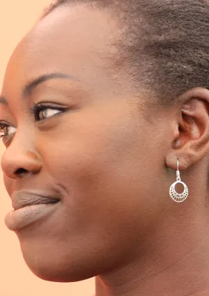 Divine Disk Silver Dangle Earrings