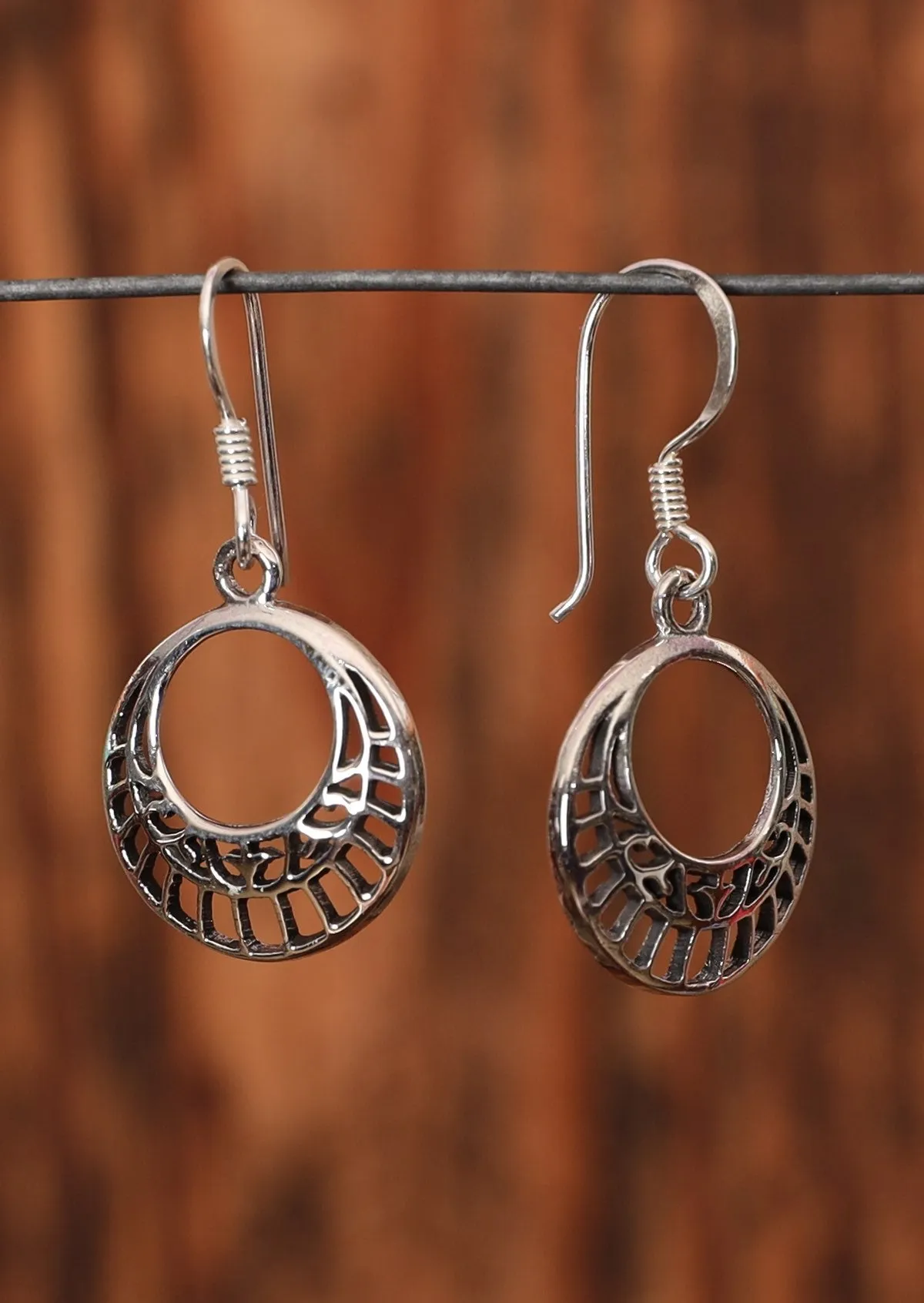 Divine Disk Silver Dangle Earrings