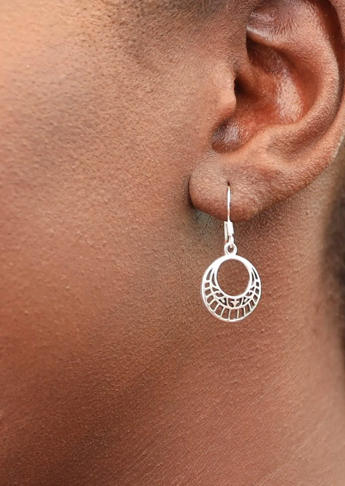Divine Disk Silver Dangle Earrings