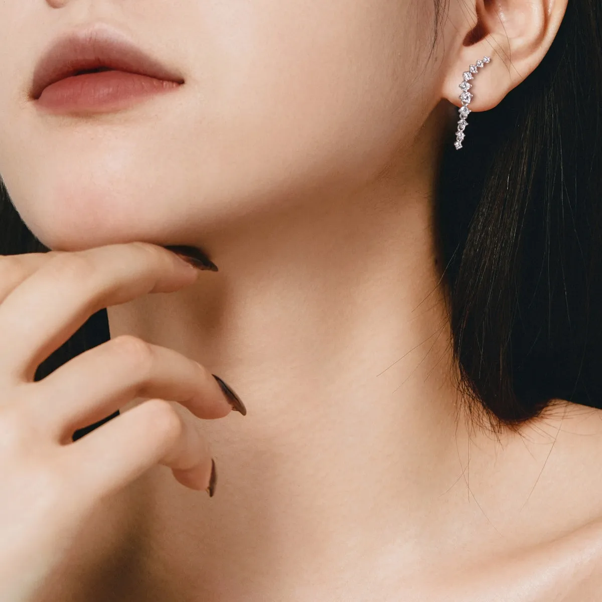 Dream Ear Climber Crystal Drop Earrings