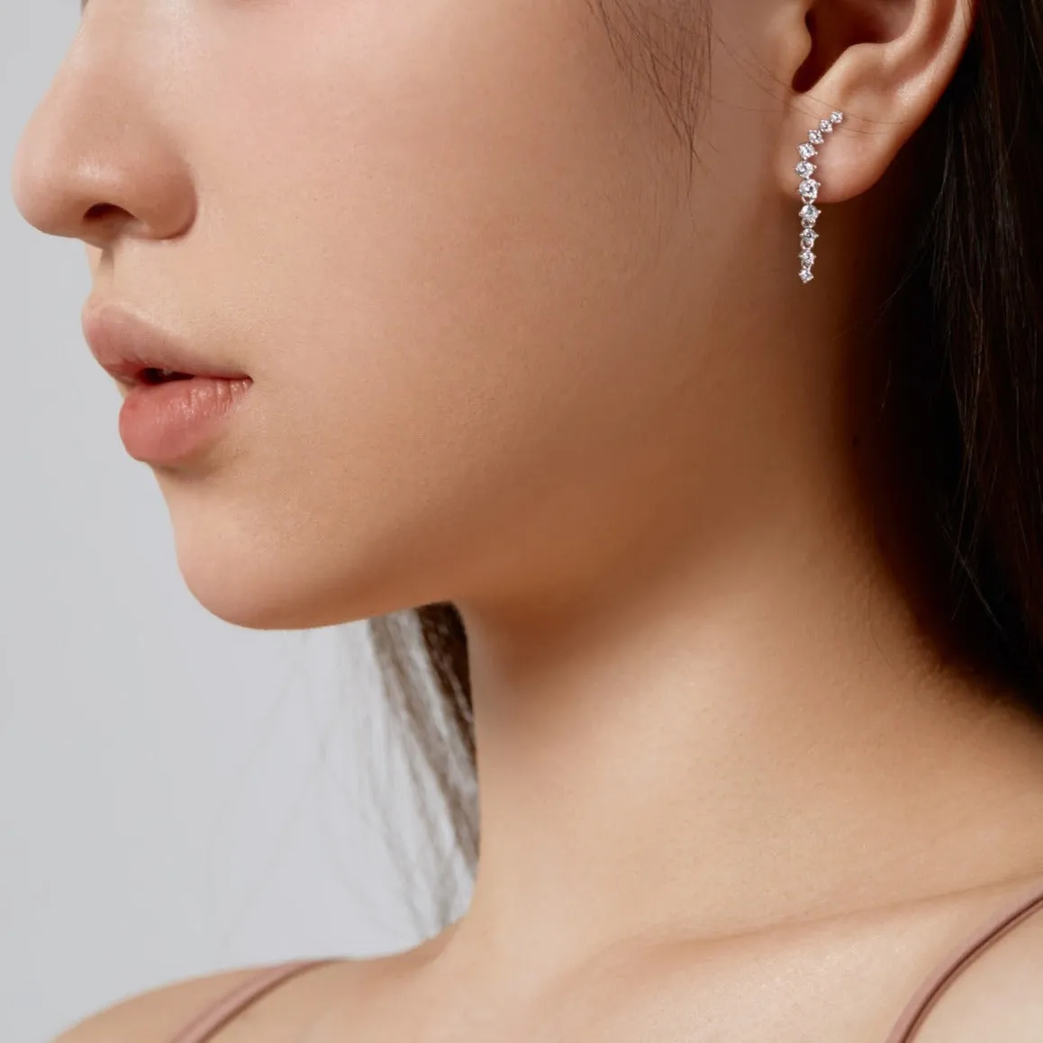 Dream Ear Climber Crystal Drop Earrings