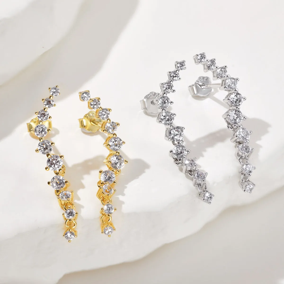 Dream Ear Climber Crystal Drop Earrings
