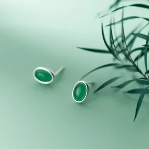 Emerald Earrings, Moonstone Earrings, Gemstone Earrings Silver Jewelry Oval Earrings, Natural Stone Earring Gift For Her Birthstone Earrings