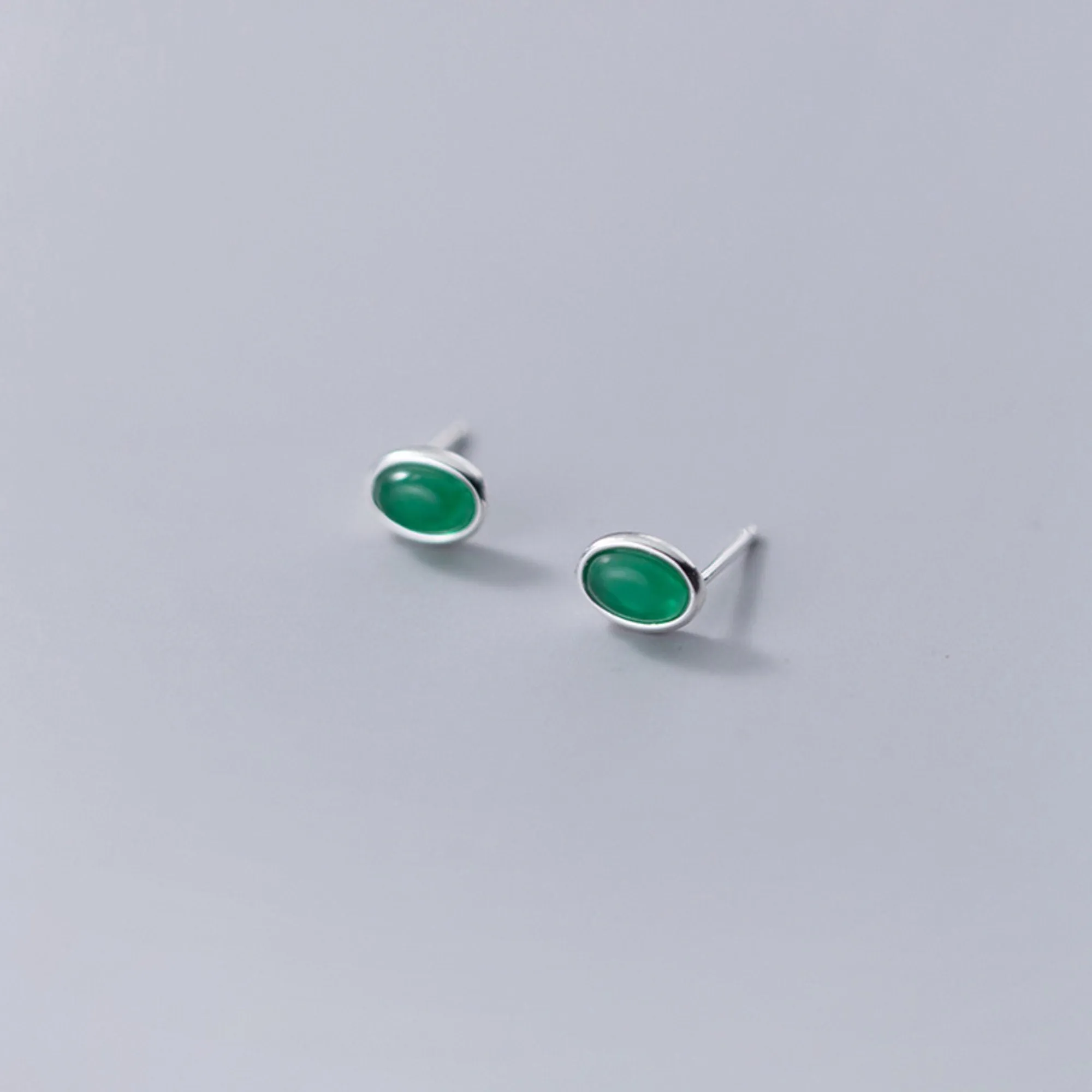 Emerald Earrings, Moonstone Earrings, Gemstone Earrings Silver Jewelry Oval Earrings, Natural Stone Earring Gift For Her Birthstone Earrings