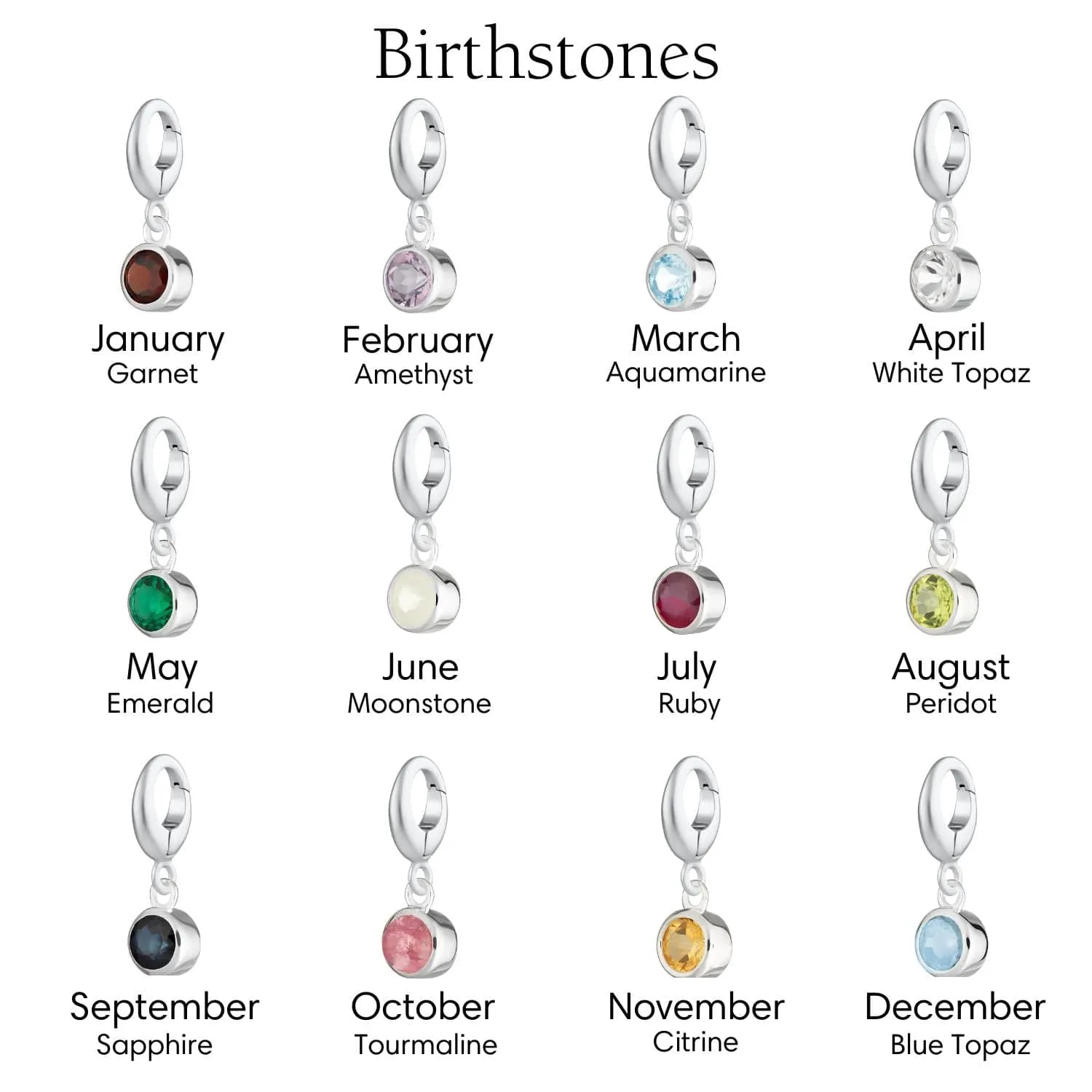 Engraved Heart & Birthstone Necklace