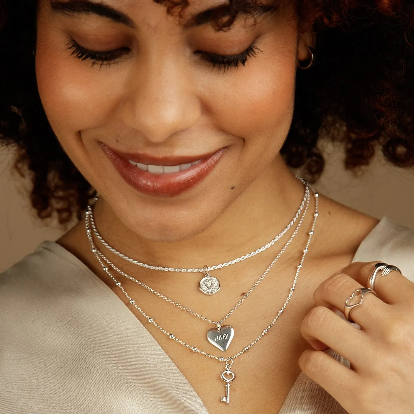 Engraved Heart & Birthstone Necklace