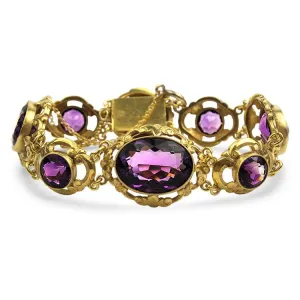 Estate 14k Yellow Gold Amethyst Bracelet