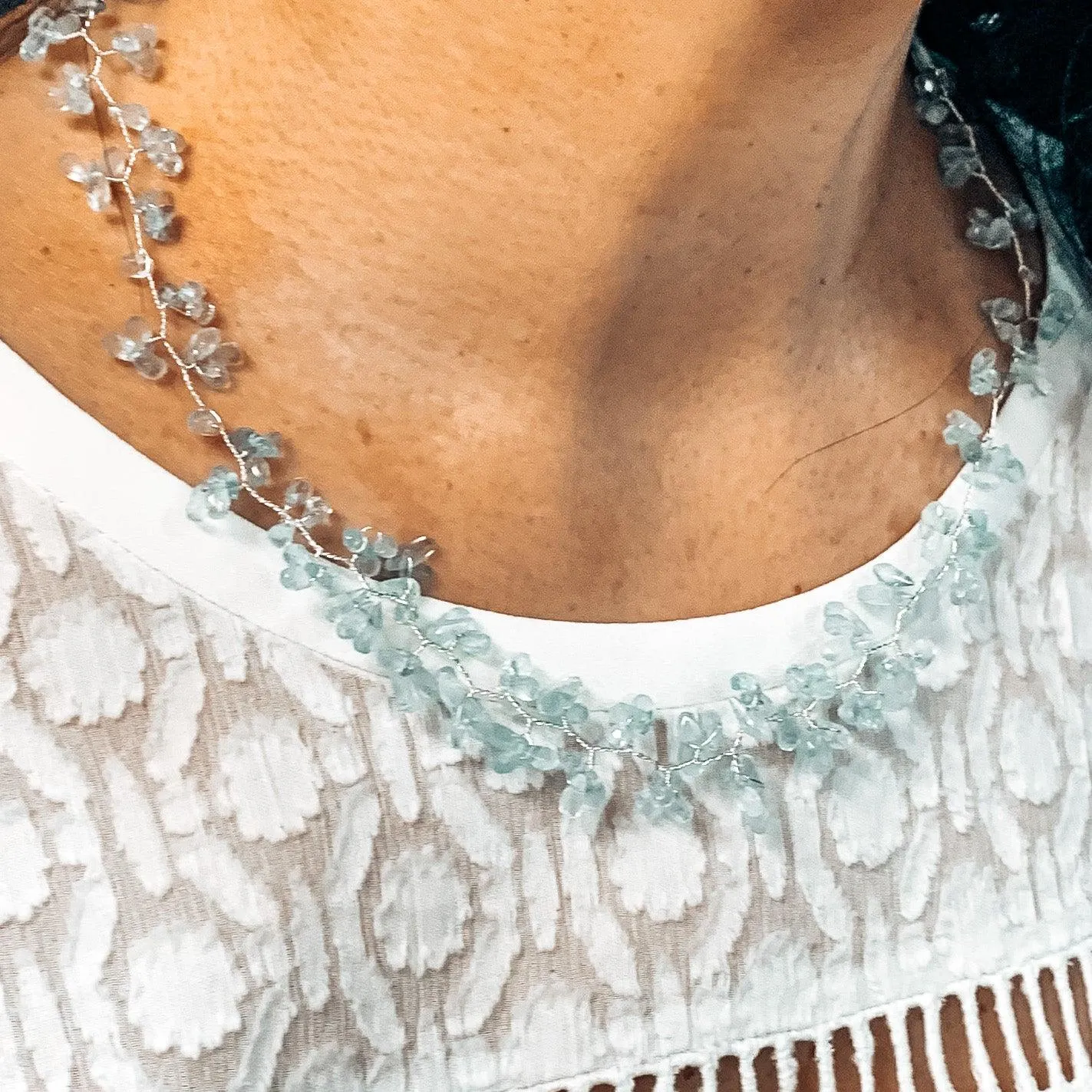 Ethereal Aquamarine Necklace and Earring Set