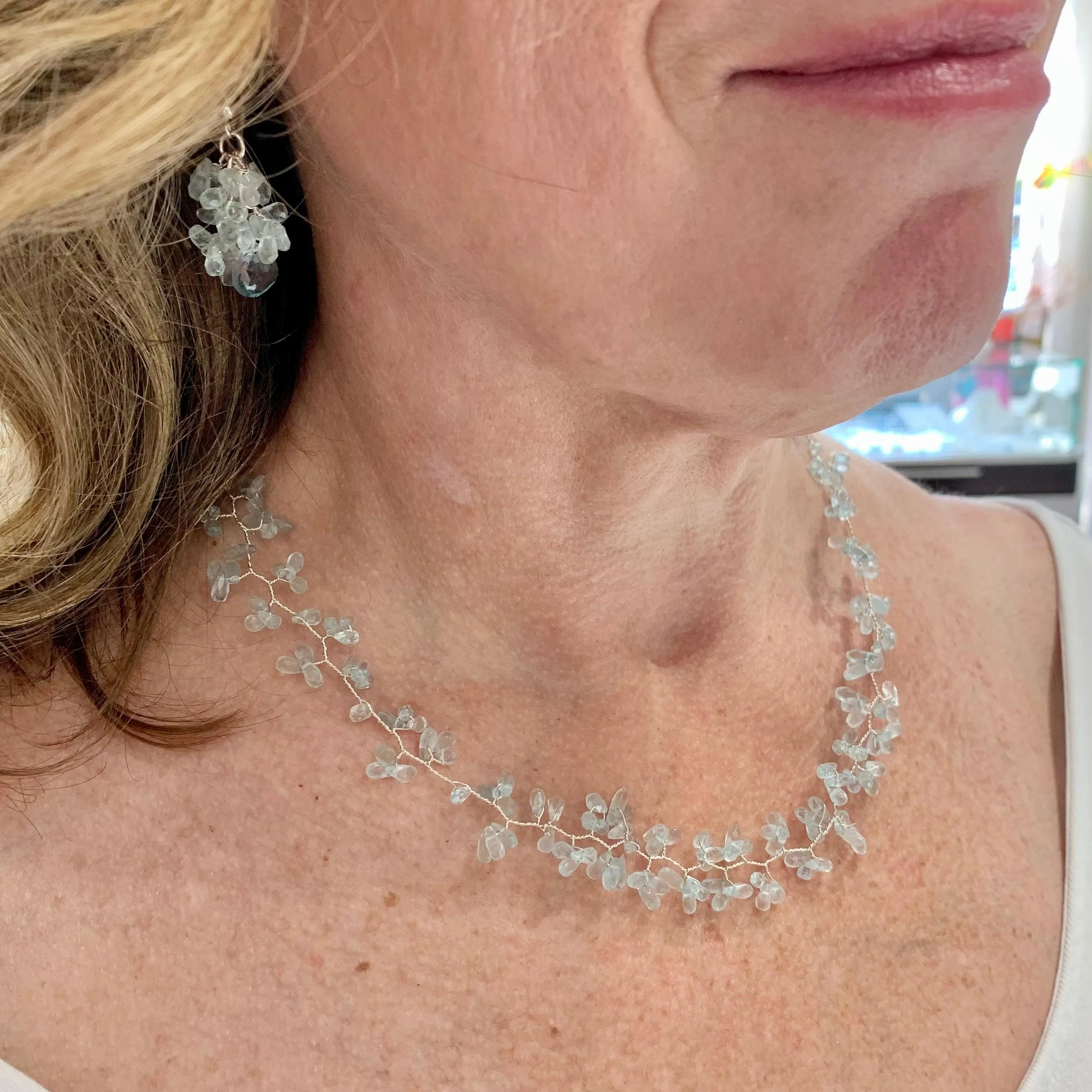 Ethereal Aquamarine Necklace and Earring Set
