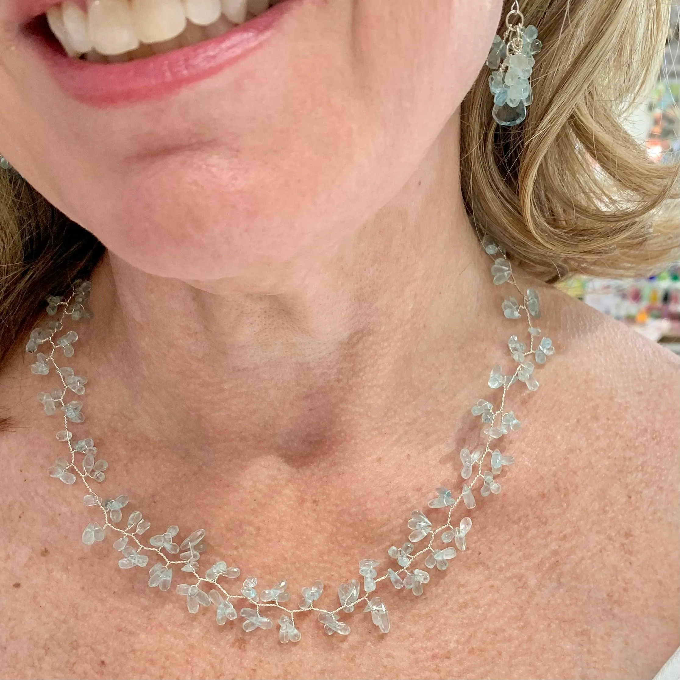 Ethereal Aquamarine Necklace and Earring Set