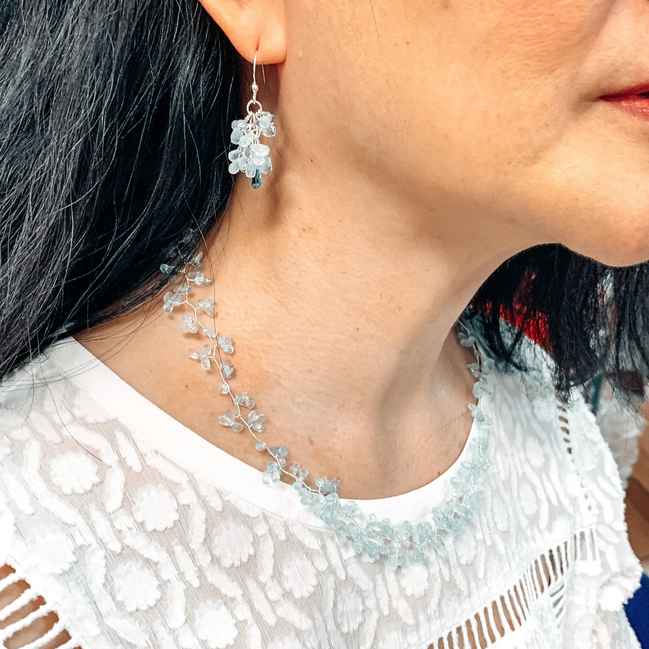 Ethereal Aquamarine Necklace and Earring Set