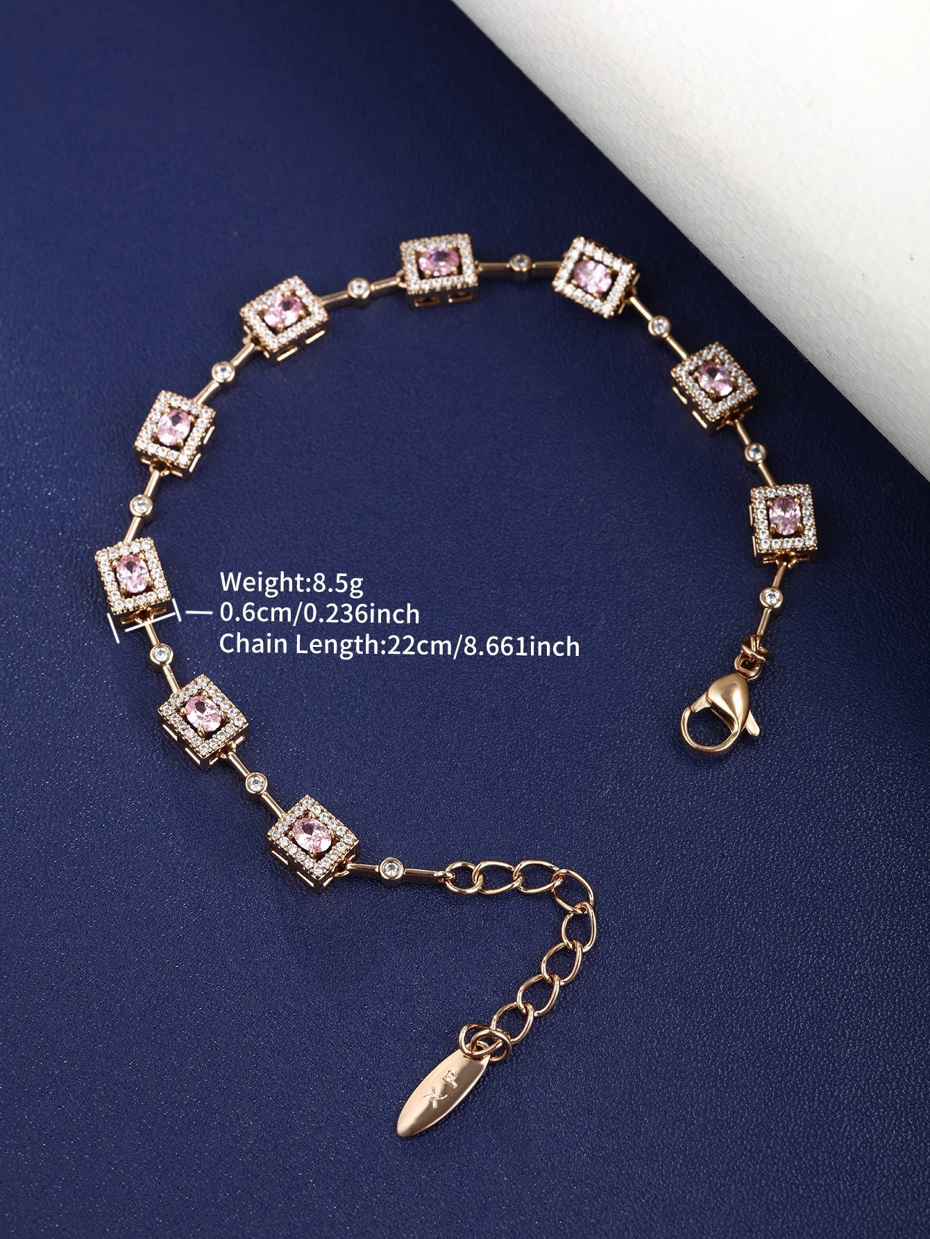 European and American Fashion Geometric Square Inlaid Color Artificial Stone Bracelet Women's Light Luxury Niche Hand Jewelry