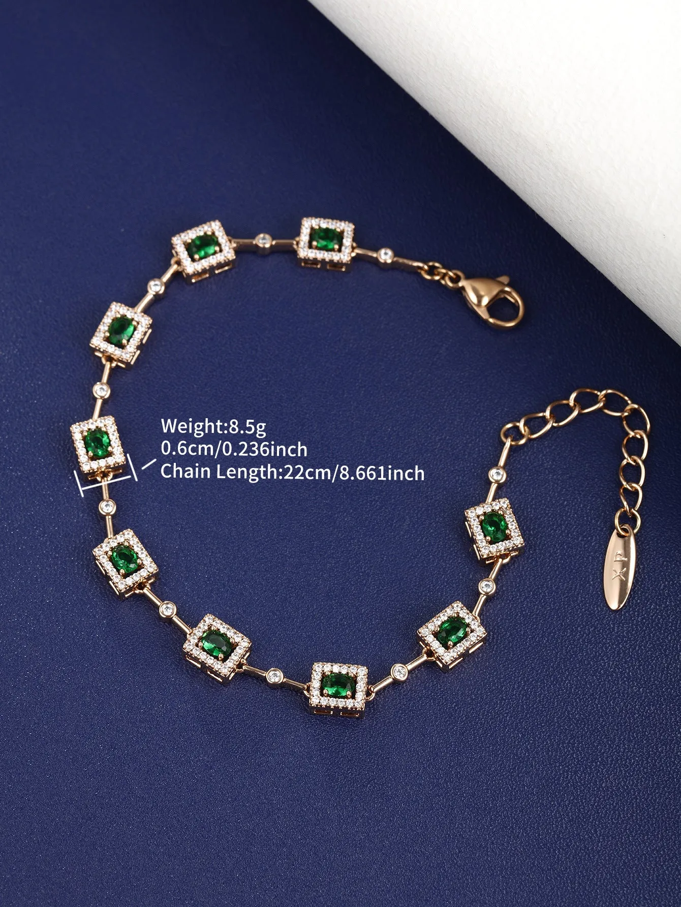 European and American Fashion Geometric Square Inlaid Color Artificial Stone Bracelet Women's Light Luxury Niche Hand Jewelry