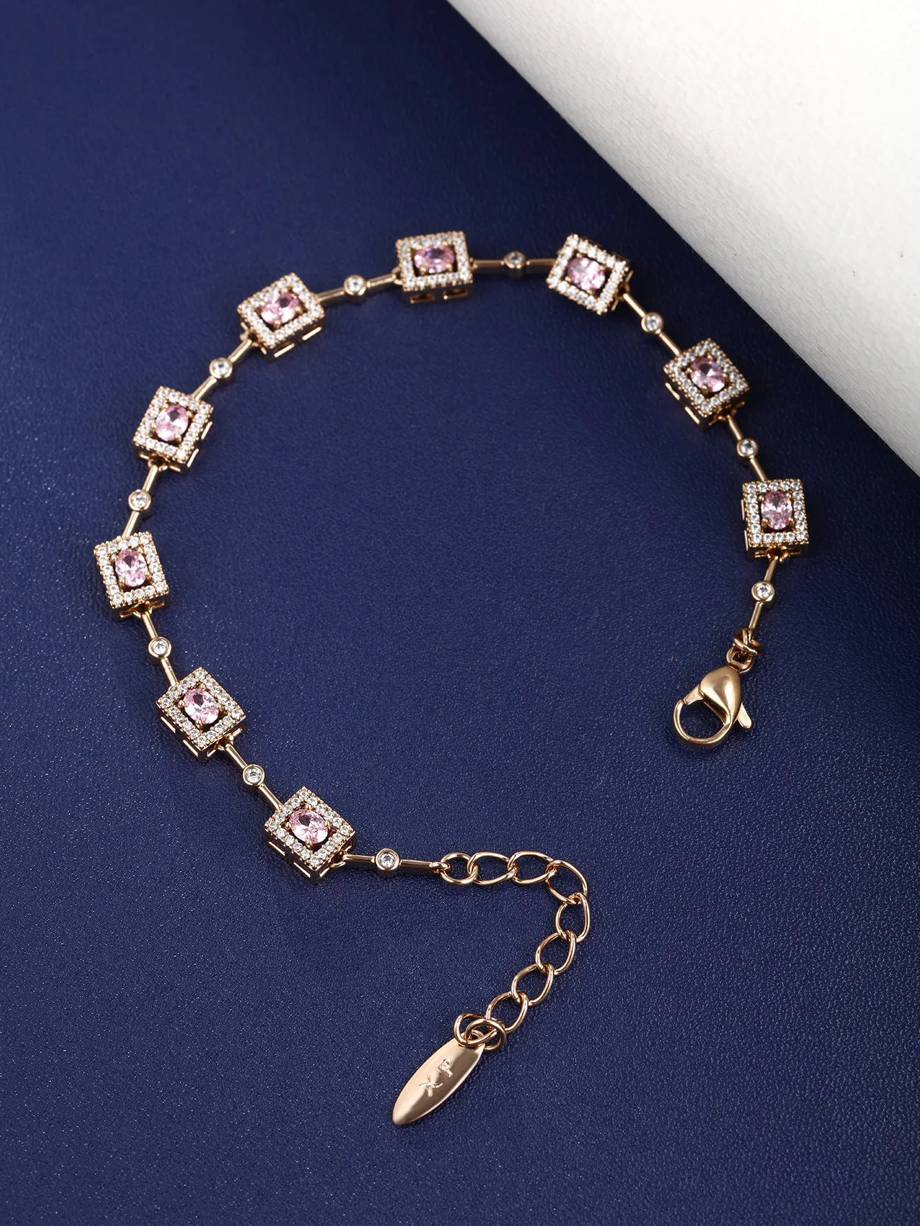 European and American Fashion Geometric Square Inlaid Color Artificial Stone Bracelet Women's Light Luxury Niche Hand Jewelry