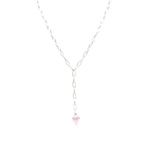 EXCLUSIVELY BY NINA 14K YELLOW GOLD 24-INCH OVAL LINK Y NECKLACE WITH PINK PERUVIAN OPAL DROP