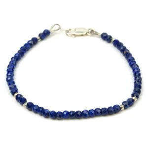 Faceted Lapis Lazuli and Sterling Silver Accents with Sterling Silver Lobster Claw Clasp