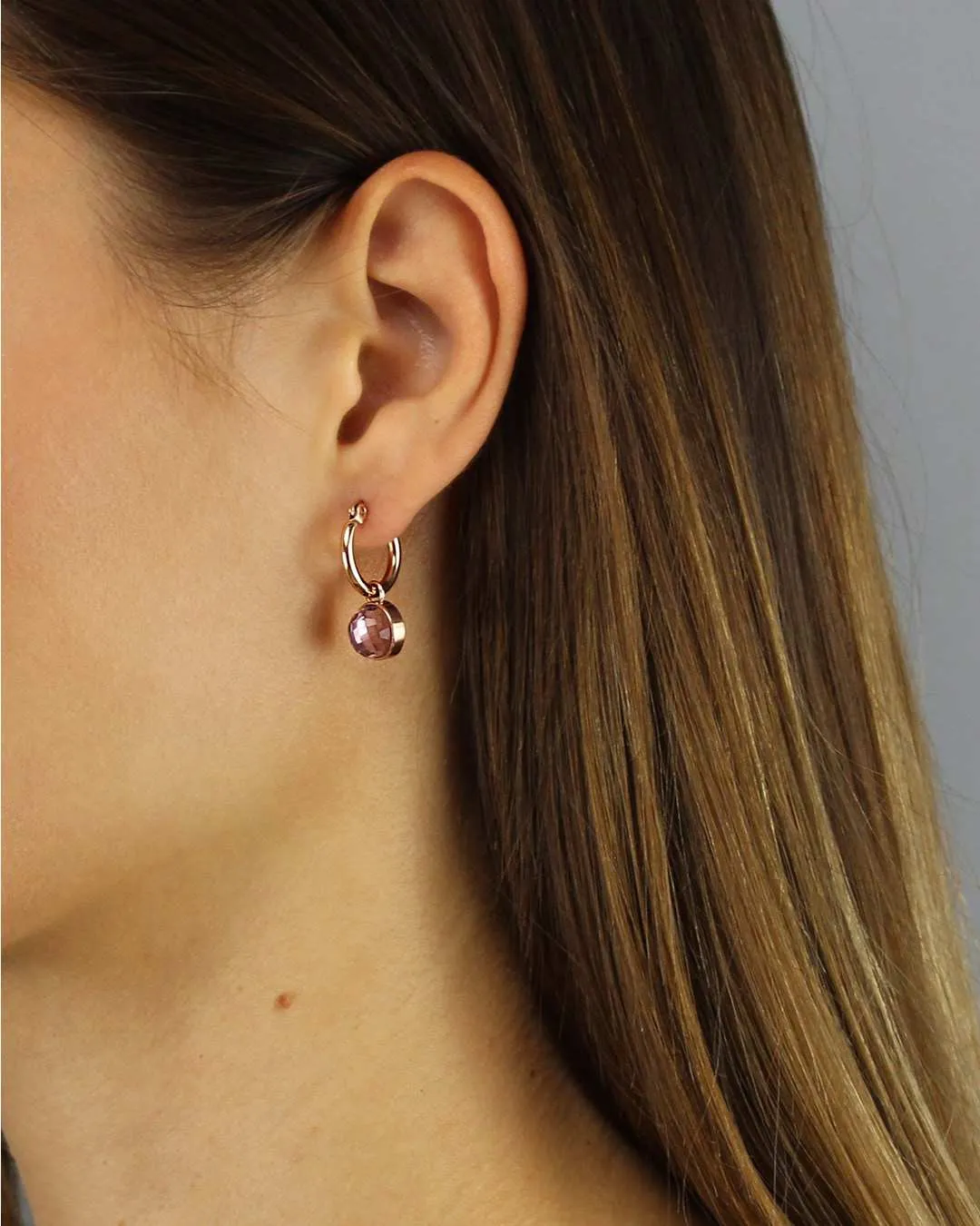 February Devotion Birthstone  Signature Earring Pendants, Silver