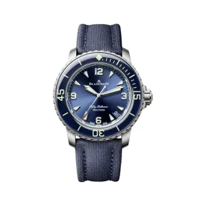 Fifty Fathoms Automatique Titanium 42mm - Blue on Sail-canvas Strap