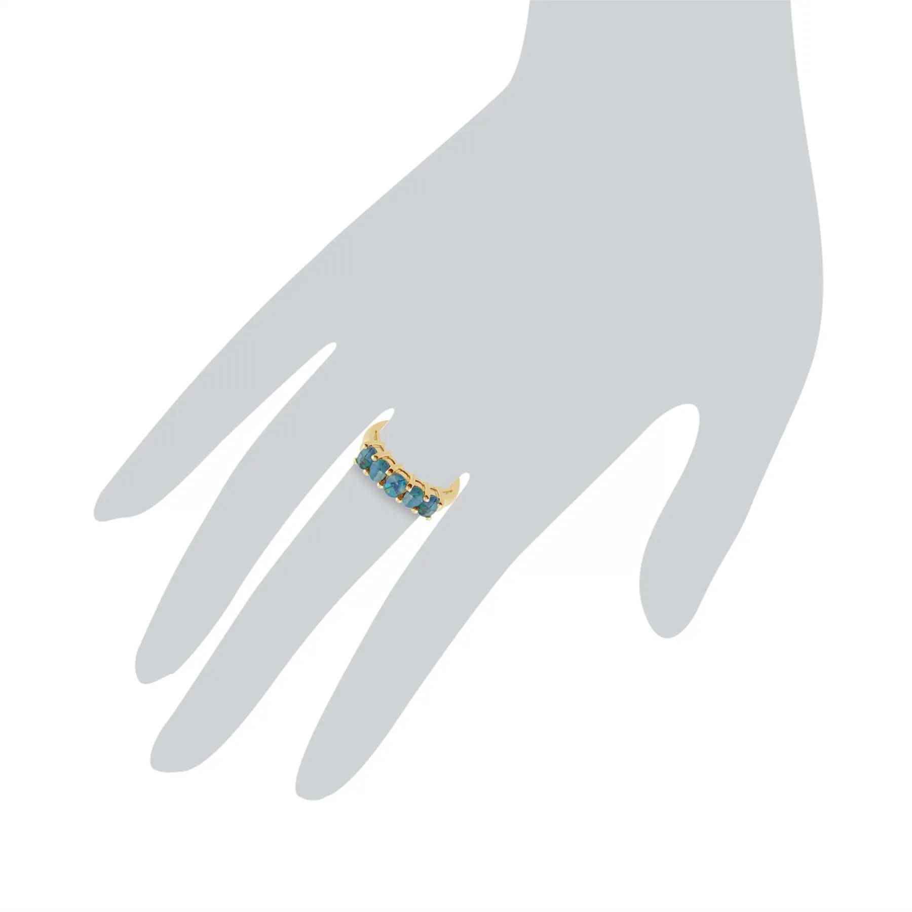 gelb 9 Karat Gold 0.82ct ct Triole Opal Fünf Steine Ring