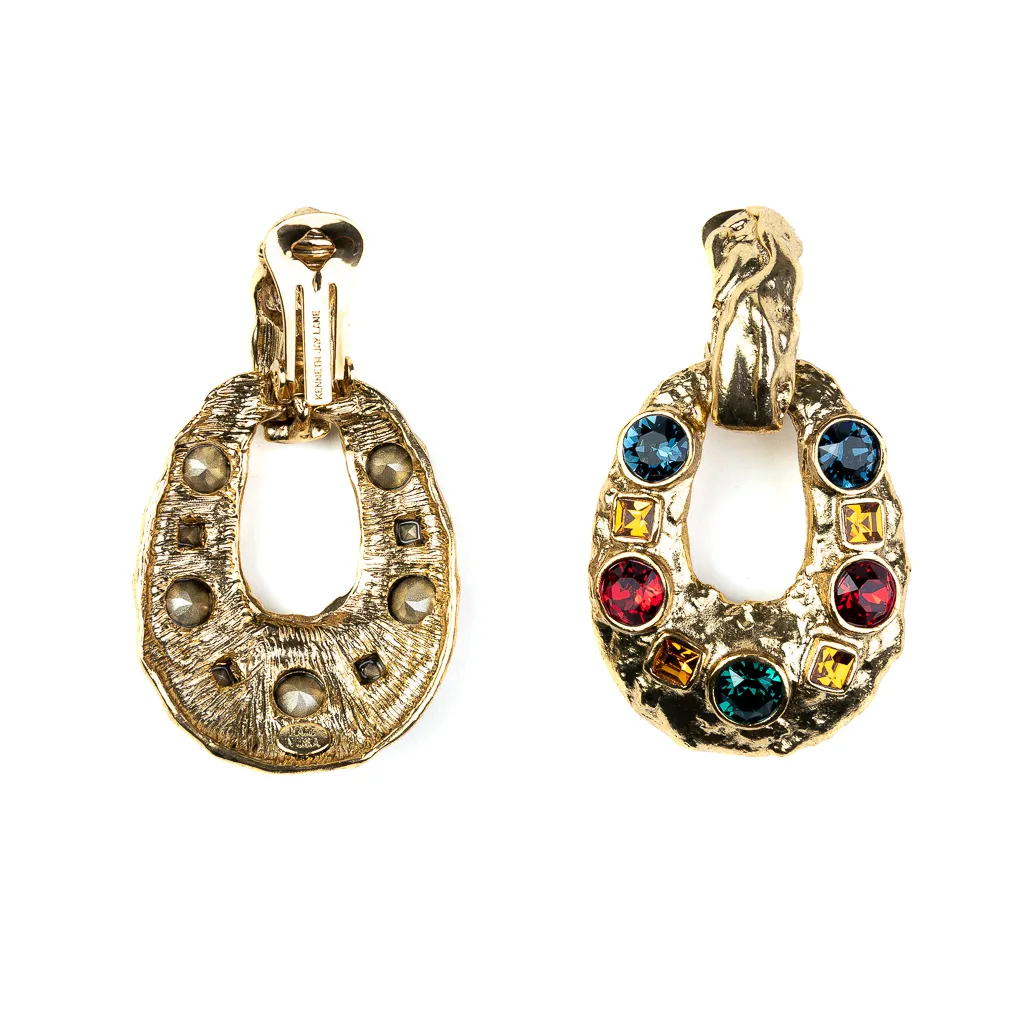 Gemstone Oval Clip Earrings