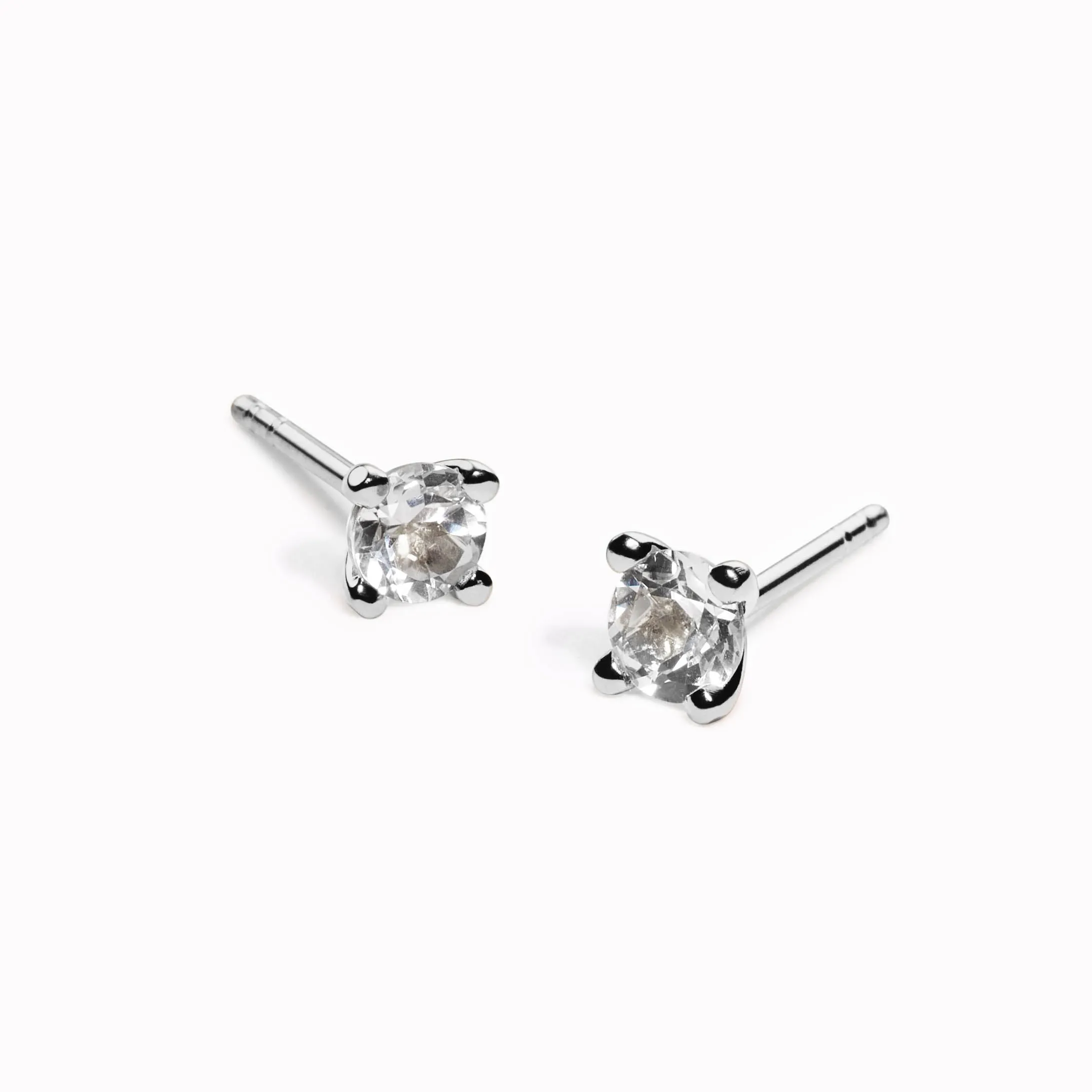 Gemstone Stud Earrings Silver - Maria