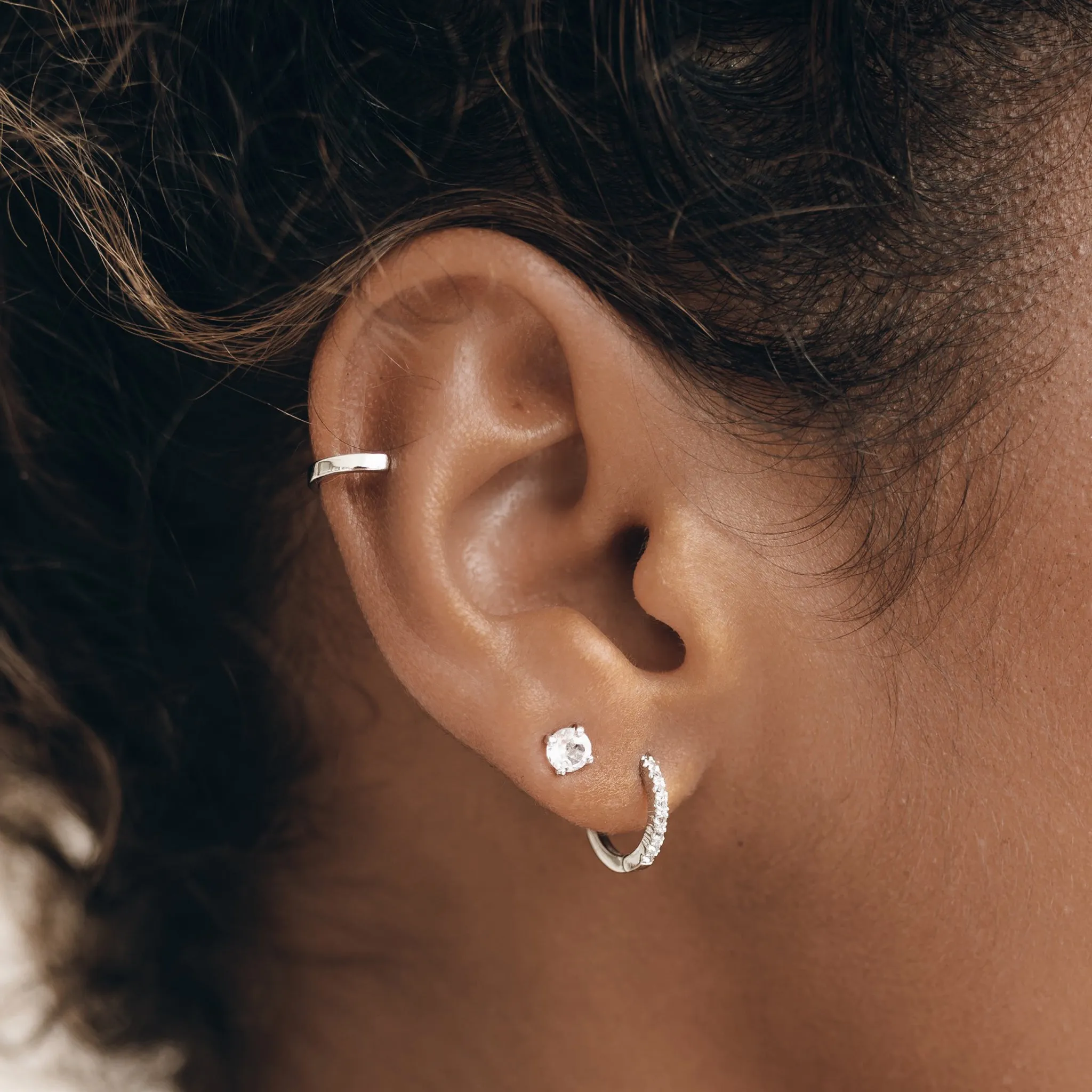 Gemstone Stud Earrings Silver - Maria