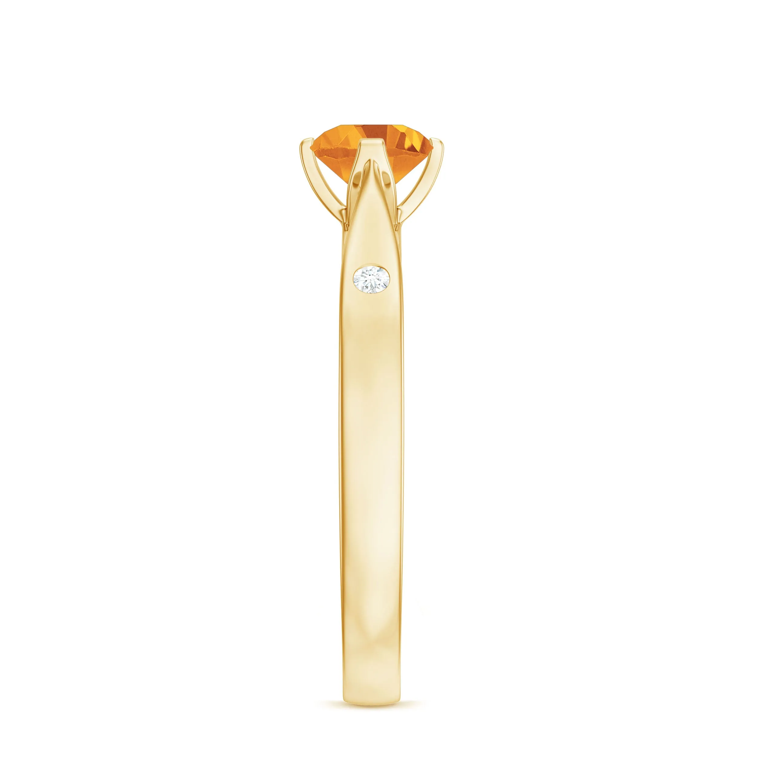 Genuine Citrine Solitaire Promise Ring in Floral Setting