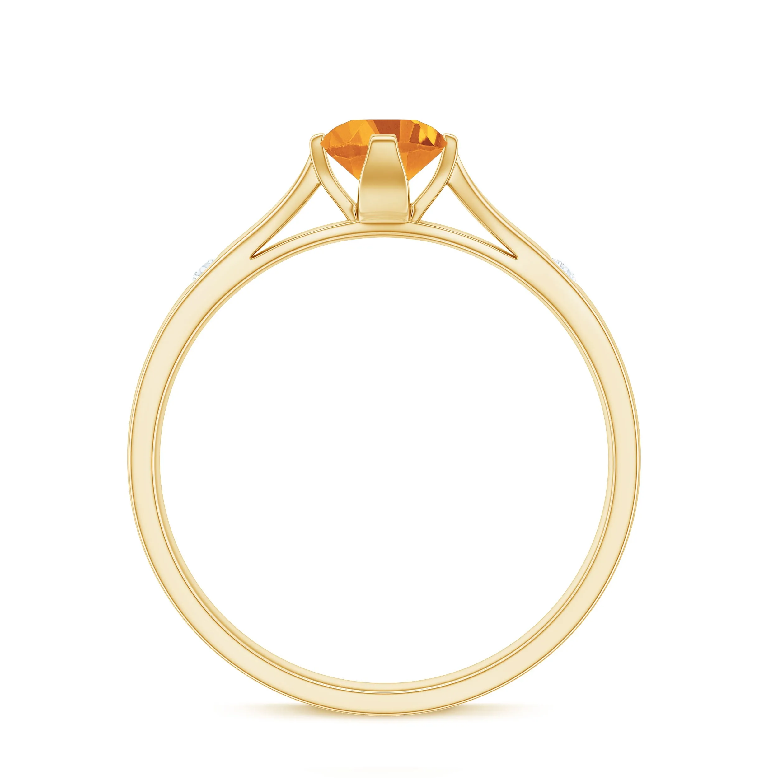 Genuine Citrine Solitaire Promise Ring in Floral Setting