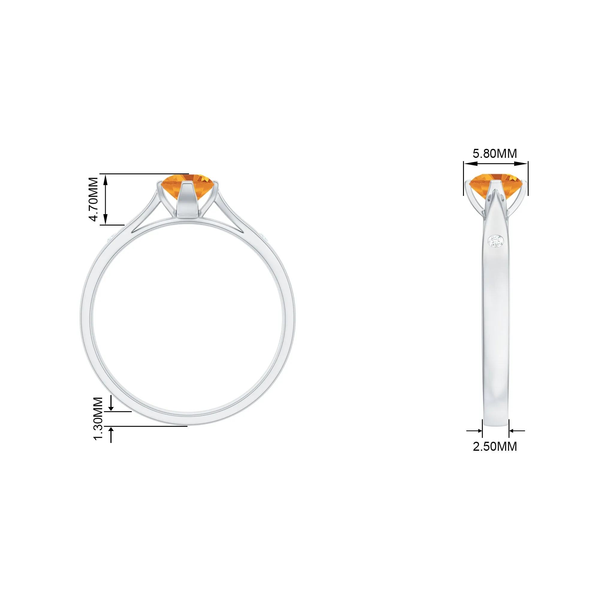Genuine Citrine Solitaire Promise Ring in Floral Setting
