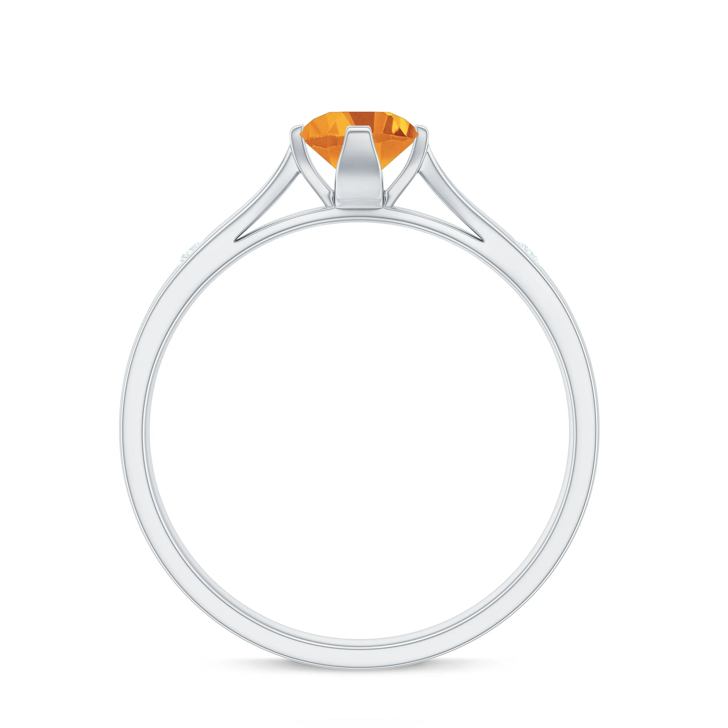 Genuine Citrine Solitaire Promise Ring in Floral Setting