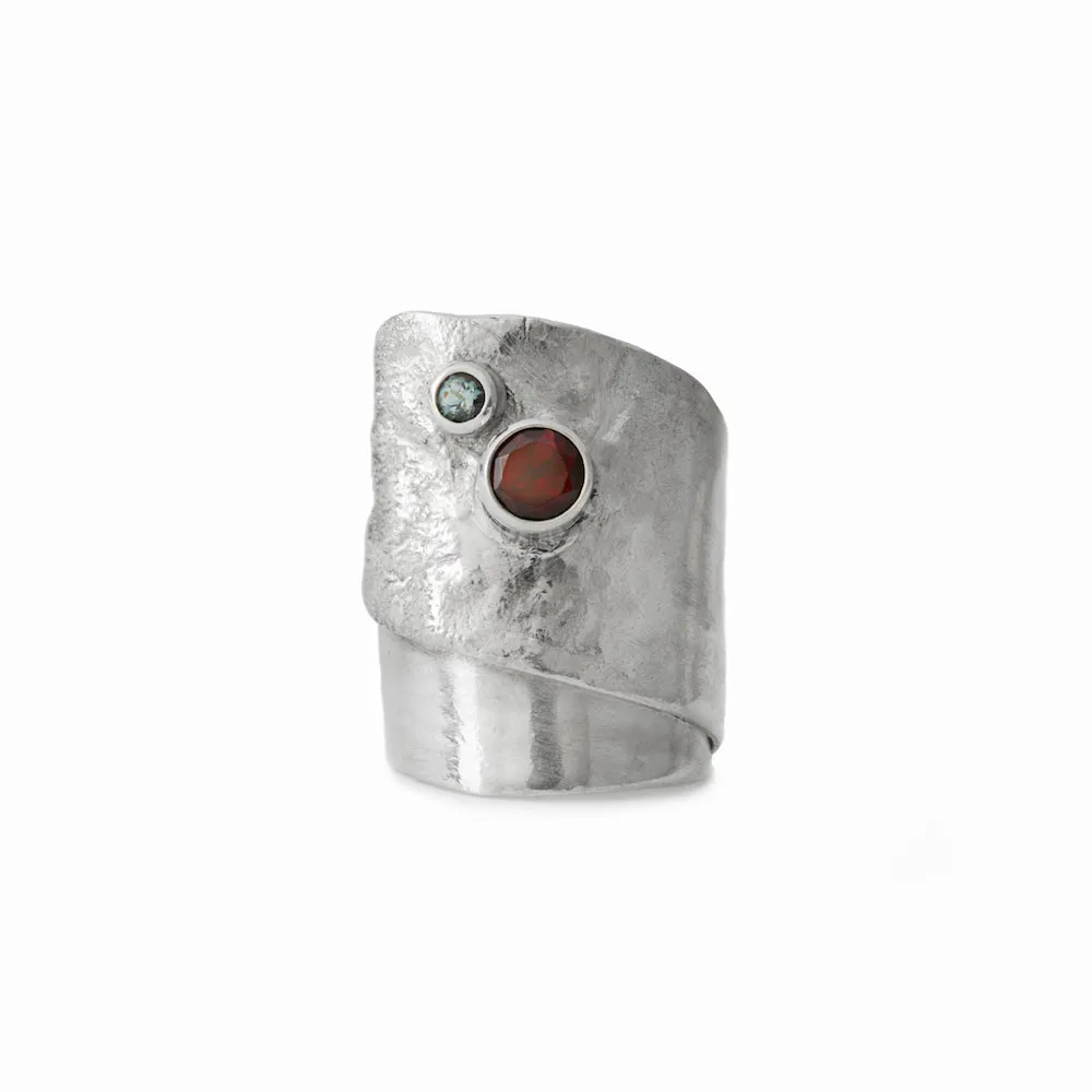 Glacier Garnet & Grey Spinel Ring