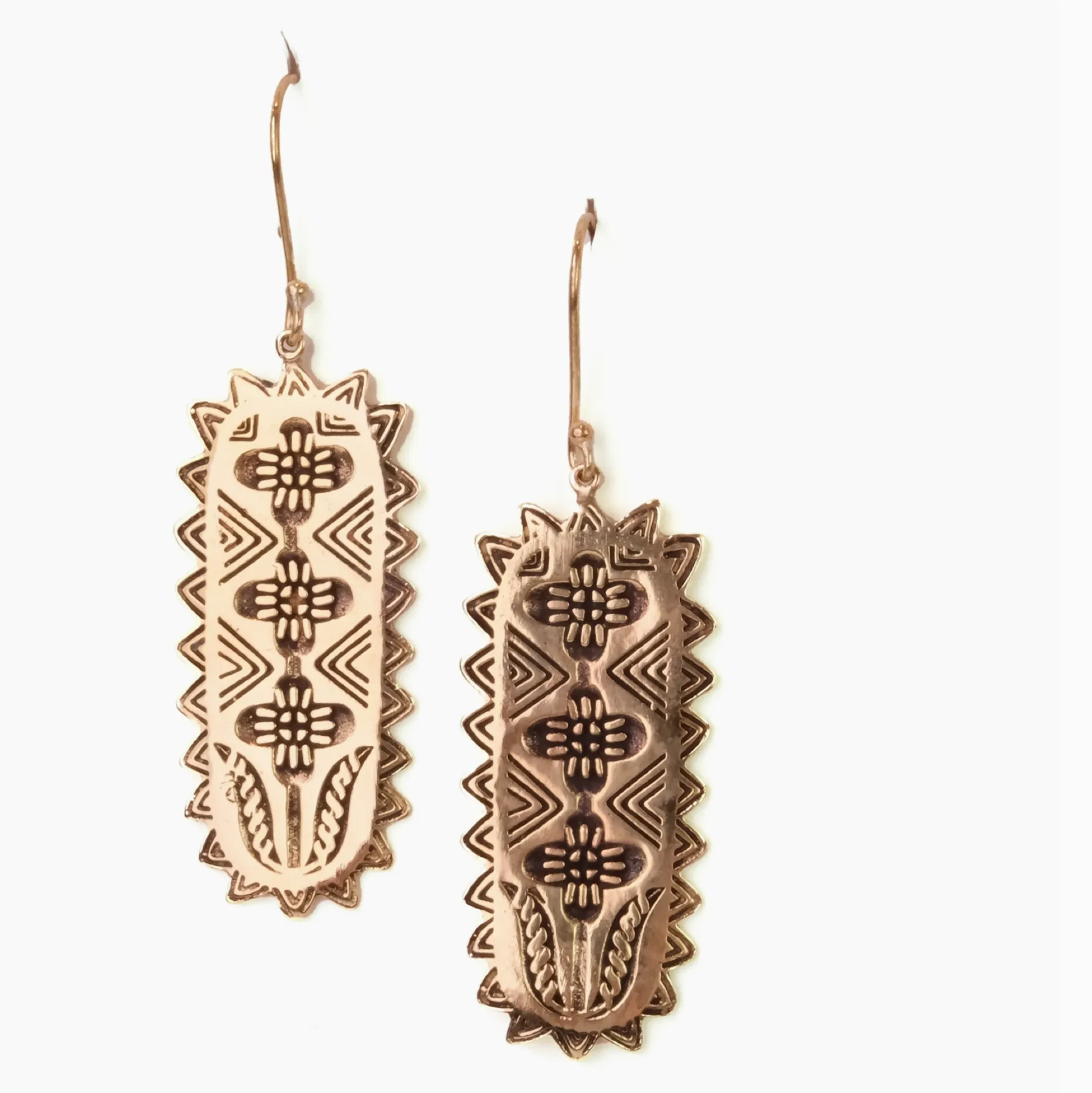 Gladys Stamped Brass Earrings