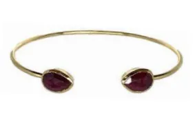 Gold Cuff with Semi Precious Stone