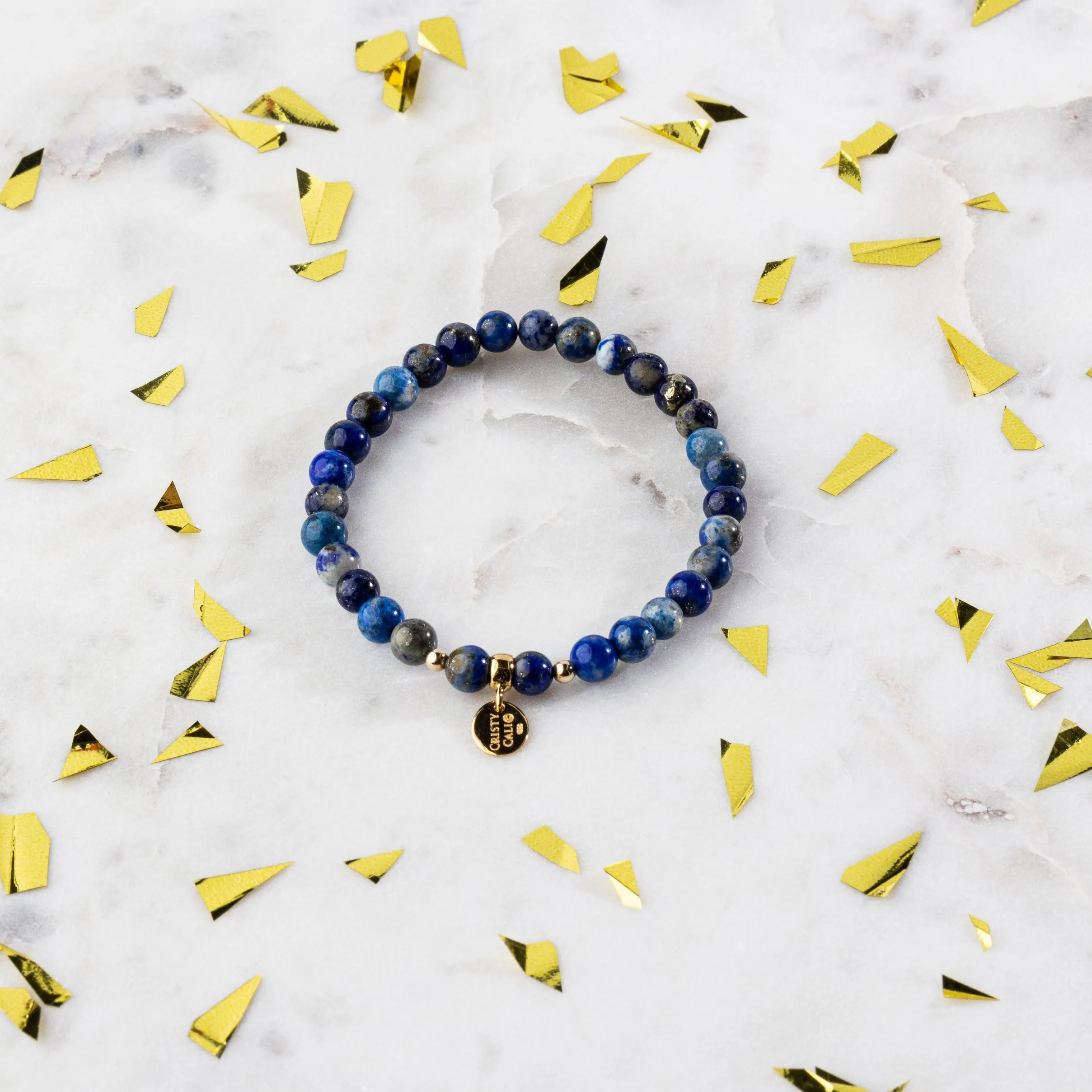 Golden Pixie Dust Blue Lapis Lazuli Signature Stretch Bracelet
