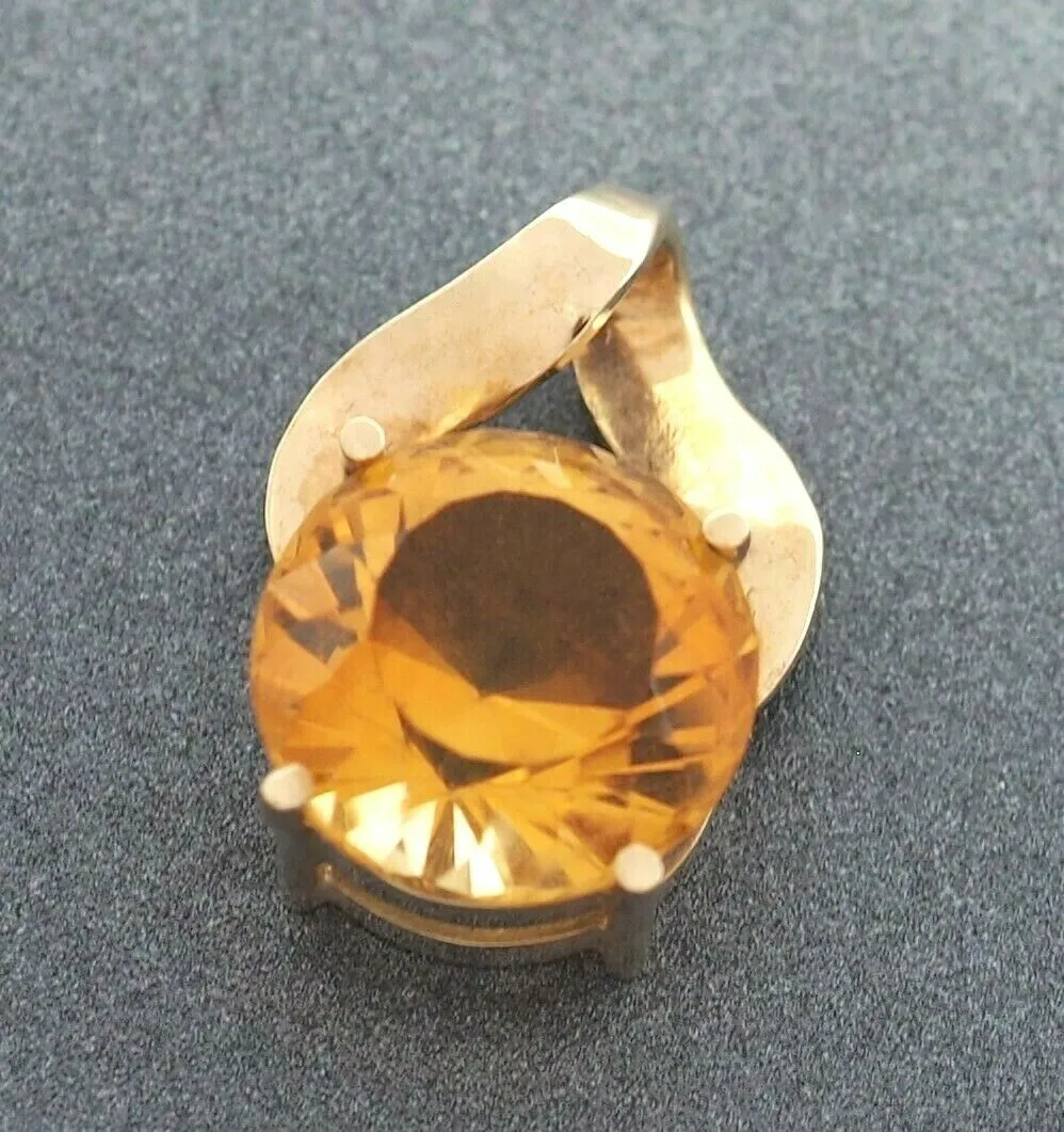 Handmade Citrine 9ct Yellow Gold Pendant