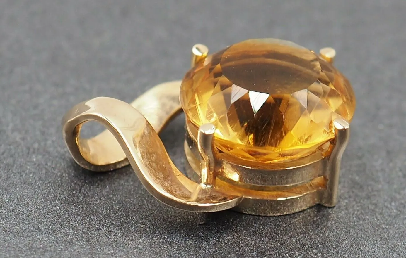 Handmade Citrine 9ct Yellow Gold Pendant
