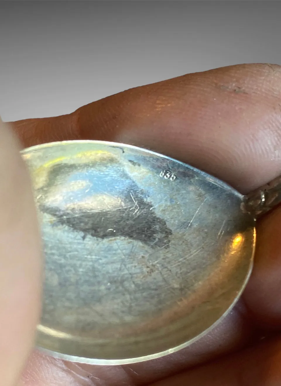 Handmade Moonstone cuff bracelet using a Vintage Silver Teaspoon with Hildesheimer Rose