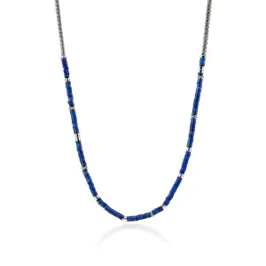 Heishi Lapis Lazuli Chain Necklace, Silver - NMS9012321LPZX24