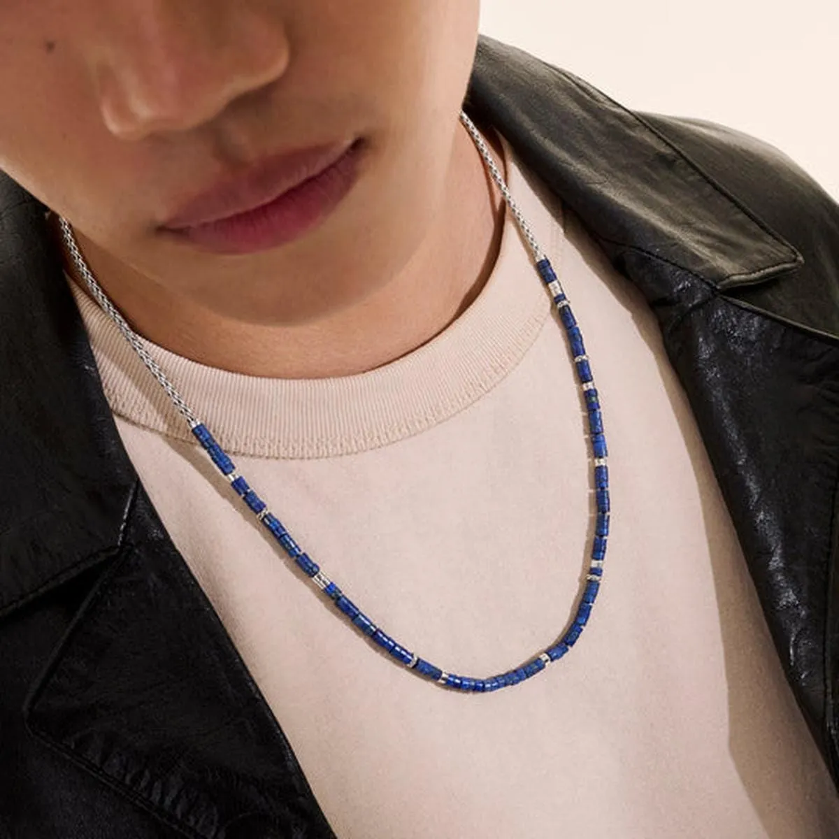 Heishi Lapis Lazuli Chain Necklace, Silver - NMS9012321LPZX24