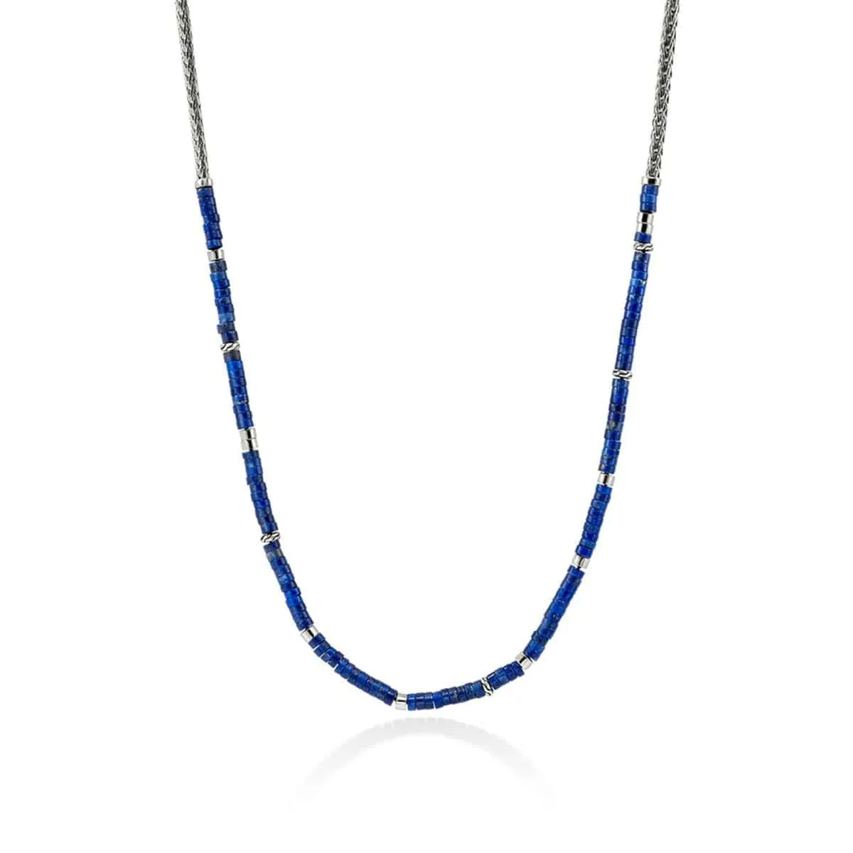 Heishi Lapis Lazuli Chain Necklace, Silver - NMS9012321LPZX24