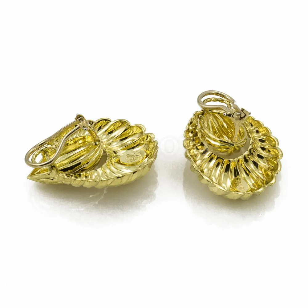 Henry Dunay 18K Hammered Dangle Clip-on Earrings (Estate)