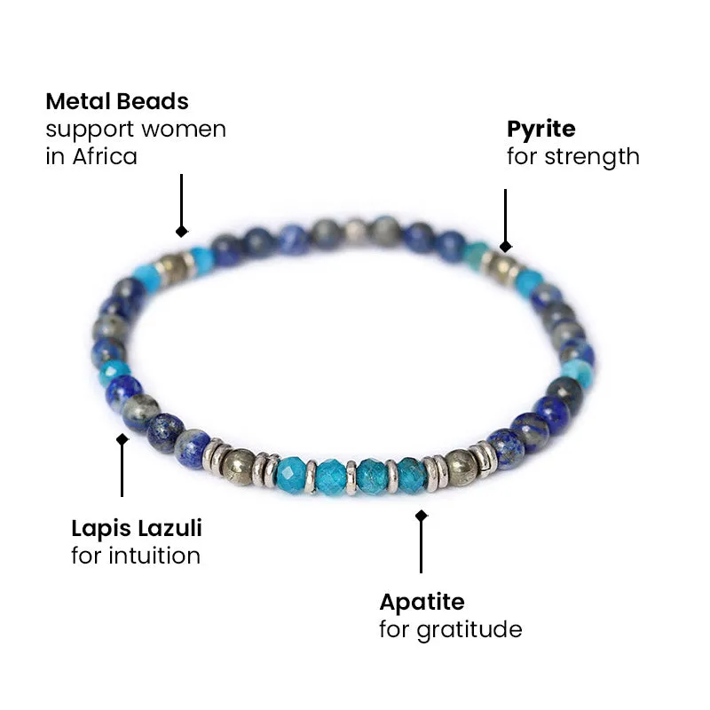 “Intuition & Gratitude” Lapis Lazuli and Apatite Delicate Bracelet